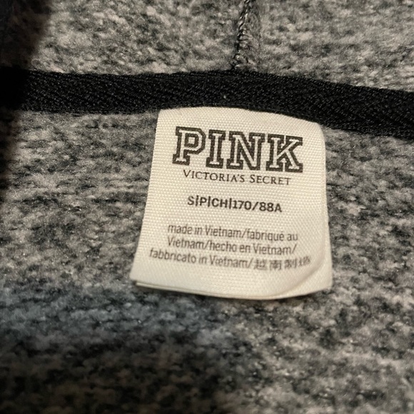 VS PINK Grey Marl Sweater Knit High-Low Hooded Full Zip Sweatshirt size Small - Picture 2 of 2